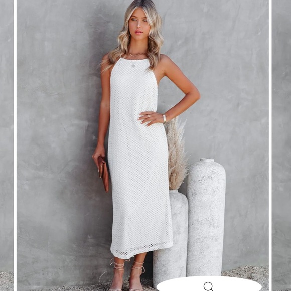 Esplanade Crochet MIDI Dress in Ivory - Size Large - Picture 1 of 8